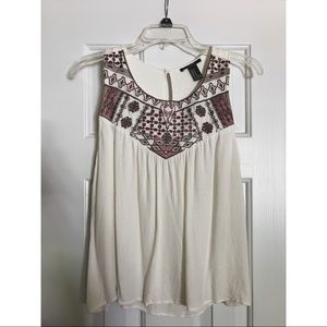 Cream Patterned Forever 21 Tank Top